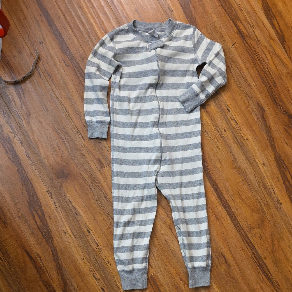 Hanna Anderson Gray White Striped Pajamas Size 90 Or 3